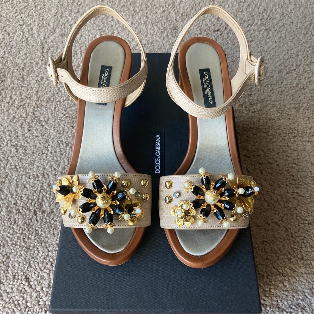 Dolce&Gabbana Embellished lizard-effect leather